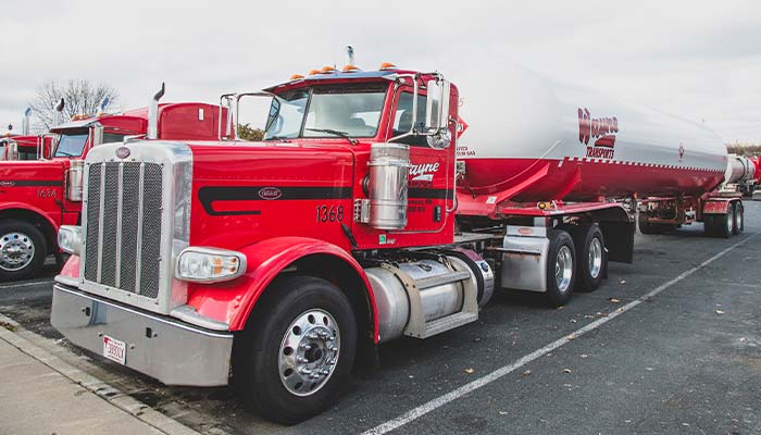 Wayne Transports trucking company tractor trailer receives and ships Superior propane products